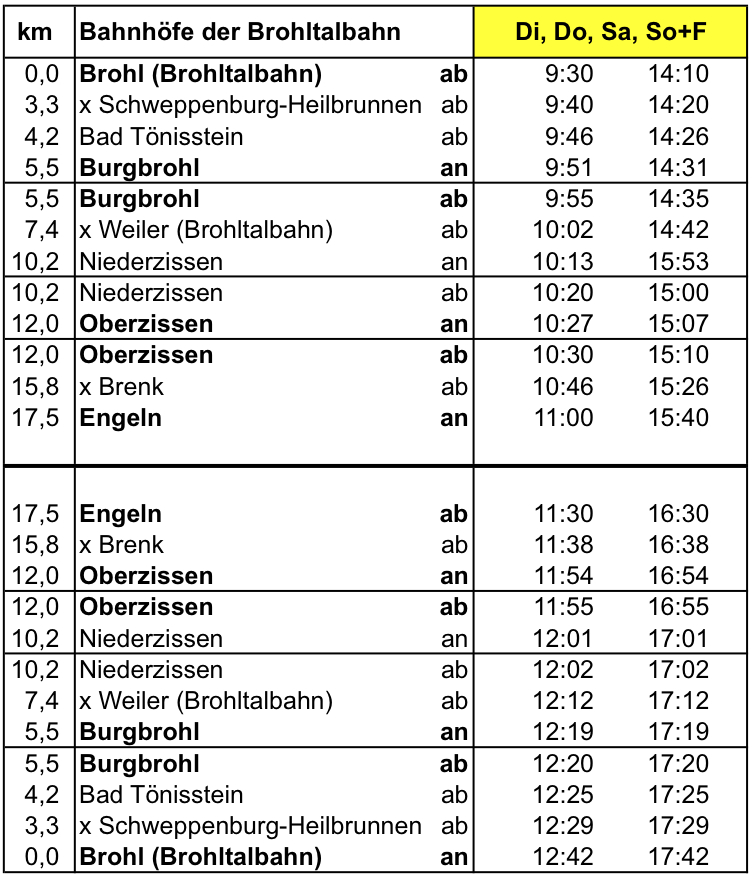 Fahrplan 2015 gelb