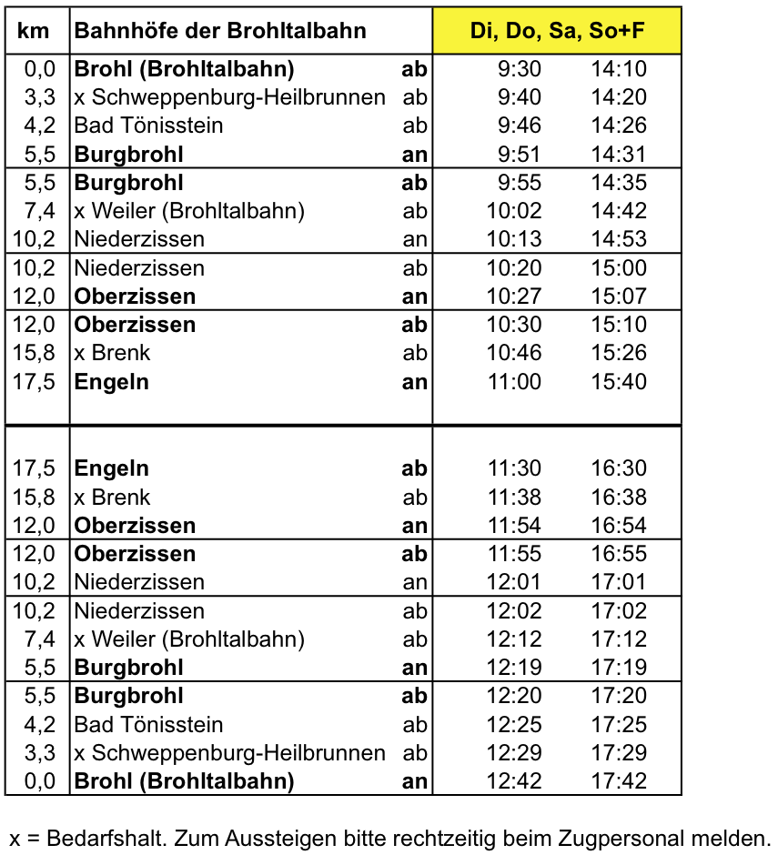 Fahrplan 2016 gelb