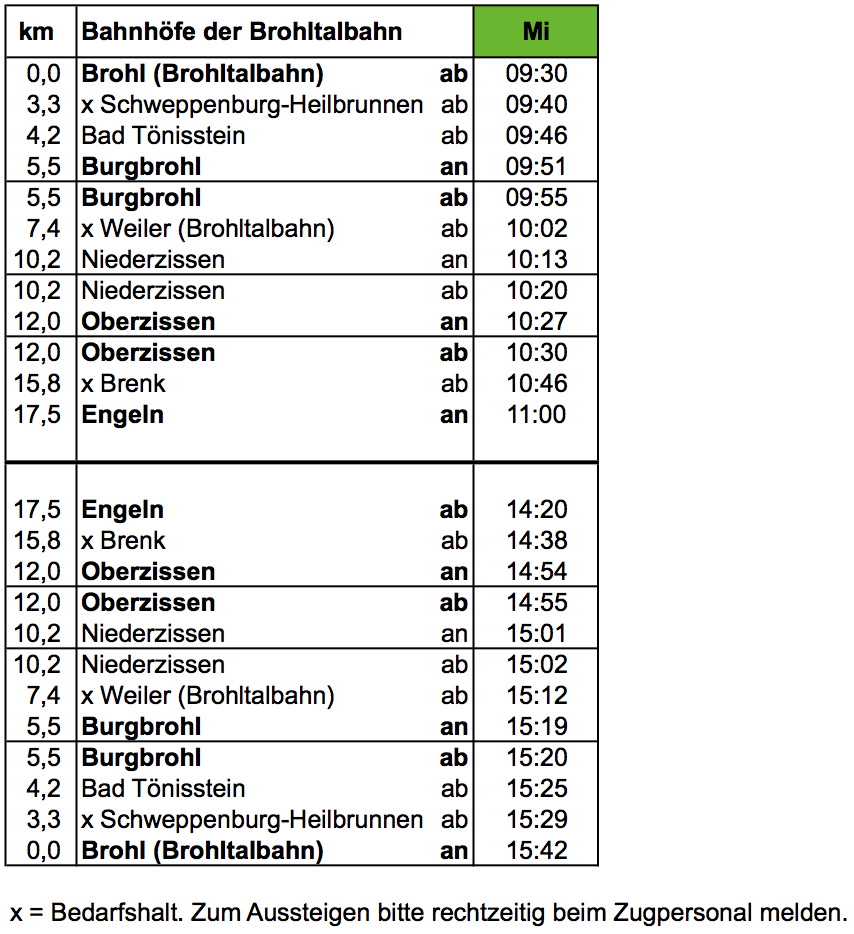 Fahrplan 2017 grün